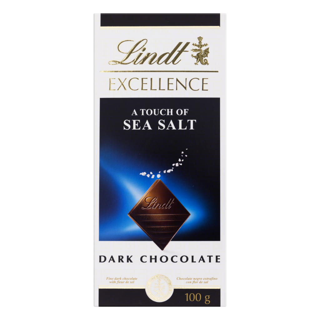 Barra de Chocolate Lindt Excellence Dark Sea Salt 100g em Oferta na Shopee
