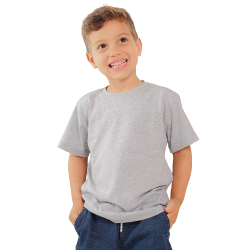 Camiseta Infantil Premium Cinza 100% Algodão – 4 AO 12 ANOS