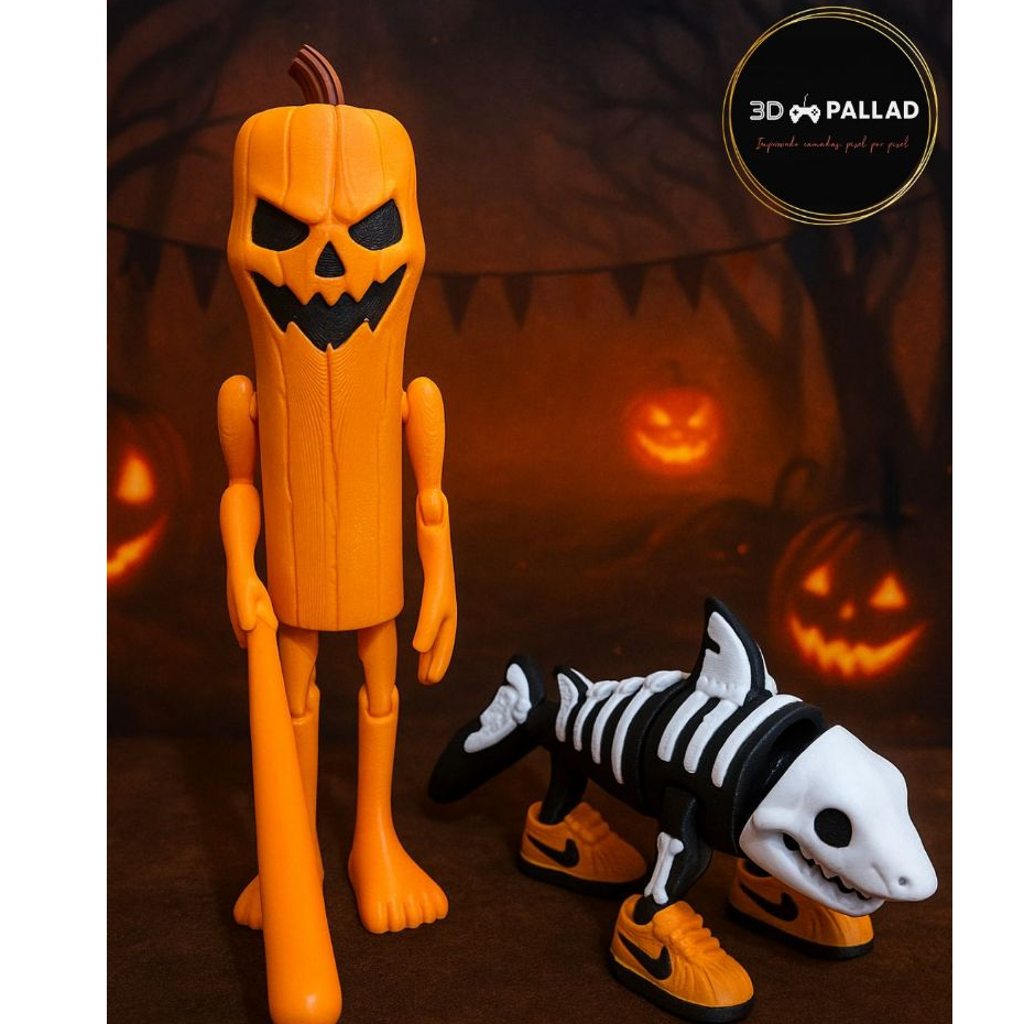 Kit Bonecos Brainrot Halloween - Tralalero Tralala + Tung Tung Tung Sahur - MEME Viral Tiktok