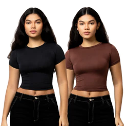 Kit 2 Baby Tee Feminina Blusa Básica Manga Curta Slim Fit Camiseta Baby Look Várias Cores