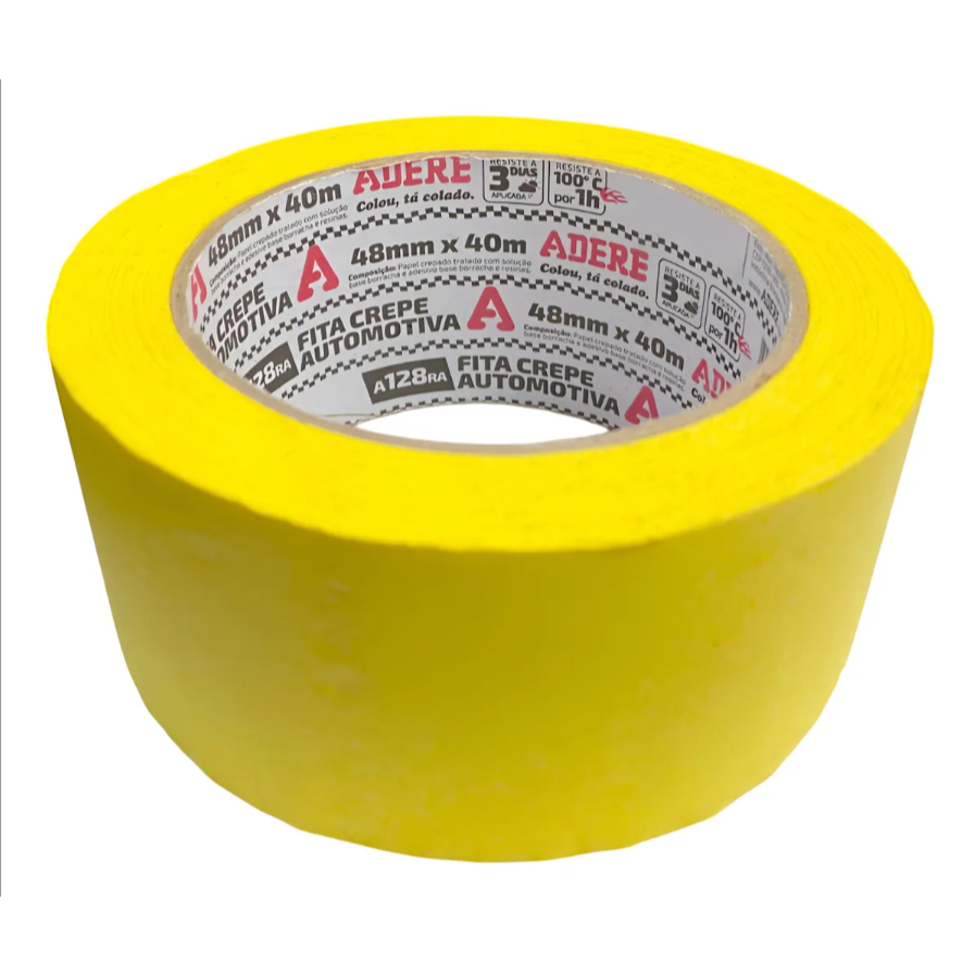 Fita Crepe Automotiva Adere Amarela Pintura Verniz 48mm x 40m Polimento em Oferta na Shopee