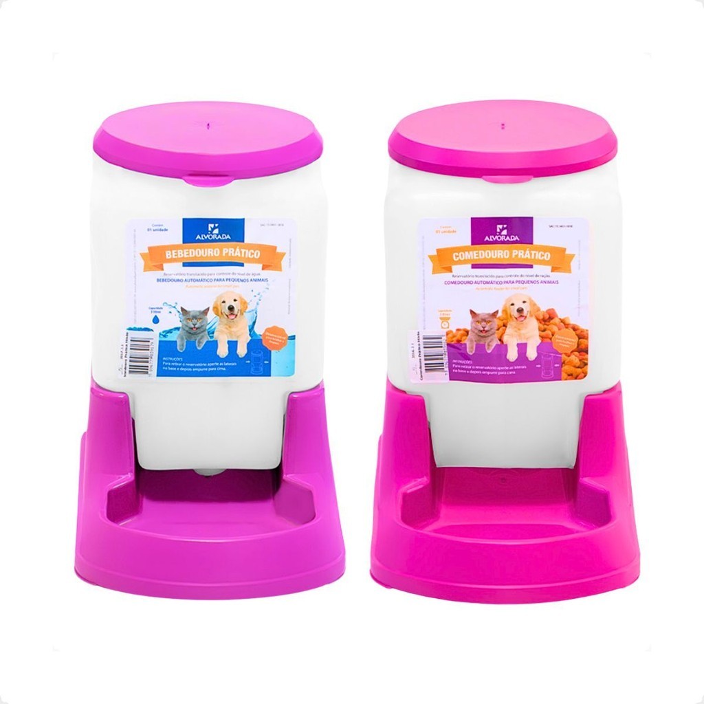 Kit Bebedouro e Comedouro Automatico Cachorro Gato e Prático 3 litros - Alvorada Rosa em Oferta na Shopee