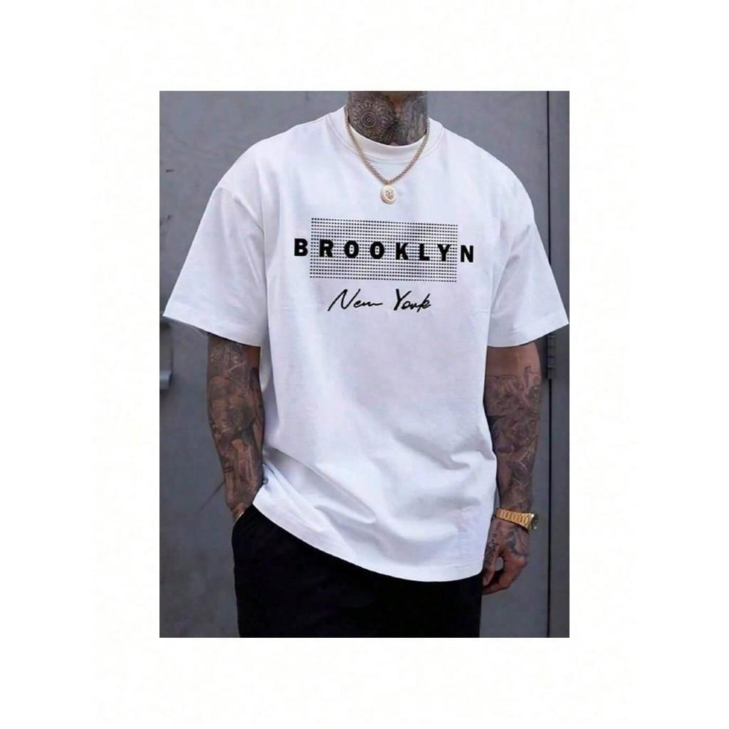 Camiseta Masculina Despojada Estilosa Estampada Brooklyn