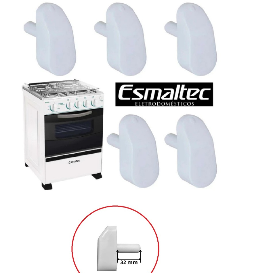 5 Botão Manipulo Para Fogão Esmaltec Veneza/Bahamas Branco em Oferta na Shopee