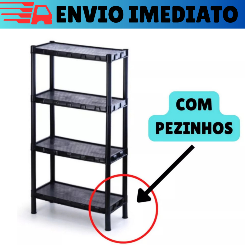 Estante 4 Andares Prateleira Modular Multiuso Organizadora Resistente