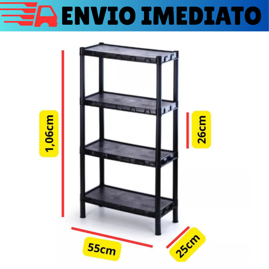 Estante Prateleira 4 Andares Modular Multiuso Plástico Resistente Organizador