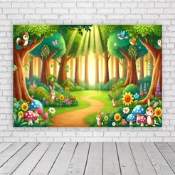 Painel Retangular em Lona Fosca - Floresta Encantada