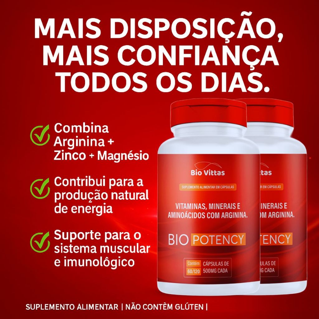Vitamina Energia Arginina + D3 + Magnésio + Aminoácidos | Suplemento Alimentar Fit BVittas
