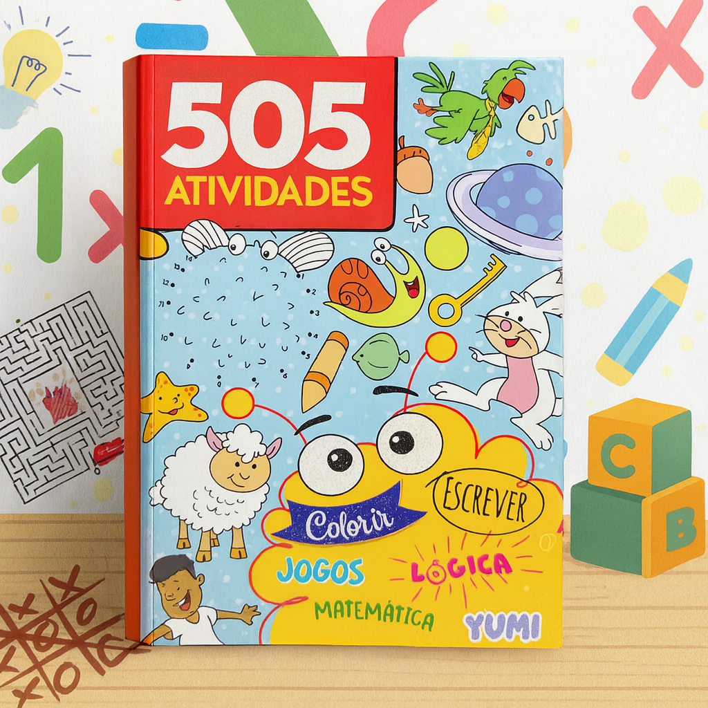 Livro Infantil 505 Atividades Para Crianças - Livro Educativo, Colorir, Escrever, Matemática, Jogos e Lógica em Oferta na Shopee