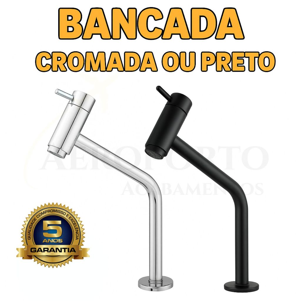 Torneira de Bancada para Cozinha ou Banheiro em ABS – Cor Preto ou Cromado – Resistente