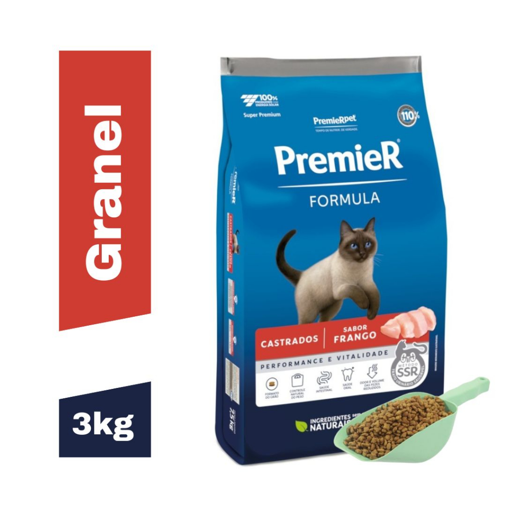 Ração Para Gato PremieR Pet Gato Frango 3kg Granel - Ração de Gato