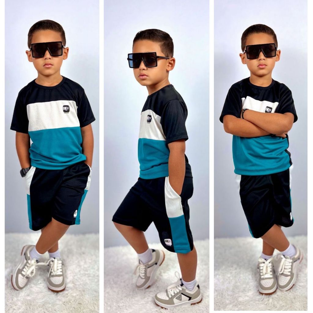 Conjunto Infantil Juvenil Lançamento 2025 Kit Bermuda Com Camiseta Conjunto De Criança Verão Tecido Confortável