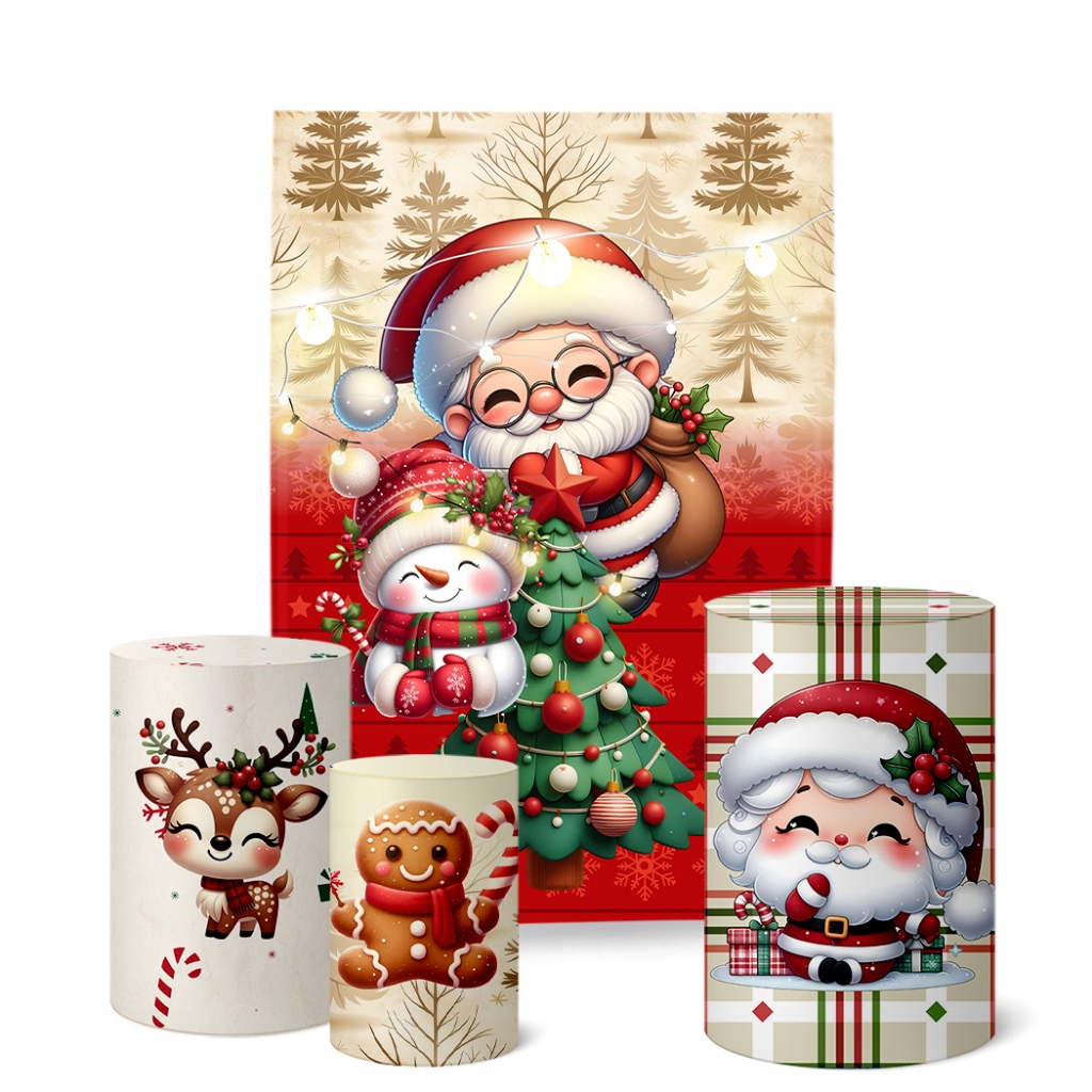 Trio Capas Cilindro + Painel Retangular 1,50x2,0m Natal