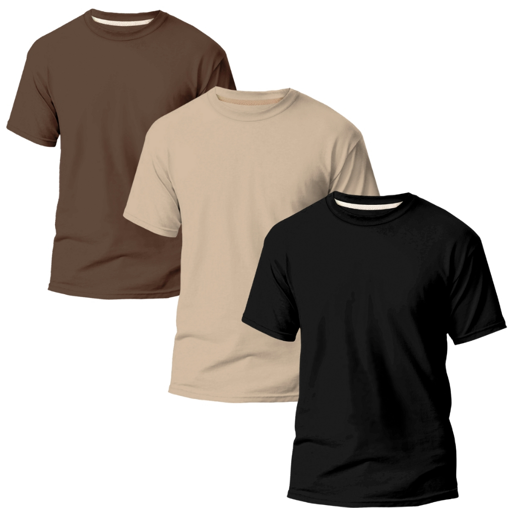 Kit 3 Camisetas Básicas Masculina T-shirt Slim Algodão Varias Cores