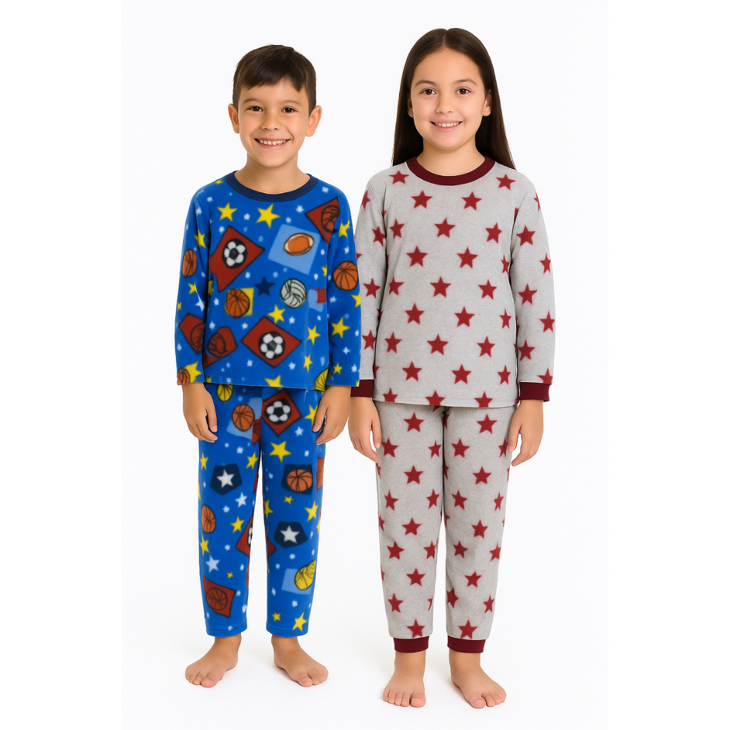 Pijama Infantil Soft Longo Inverno Estampado Sortido Menino e Menina 10 a 14 Anos Confortável