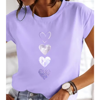 CAMISETA FEMININA ESTAMPA CORAÇÃO 100% ALGODÃO em Oferta na Shopee