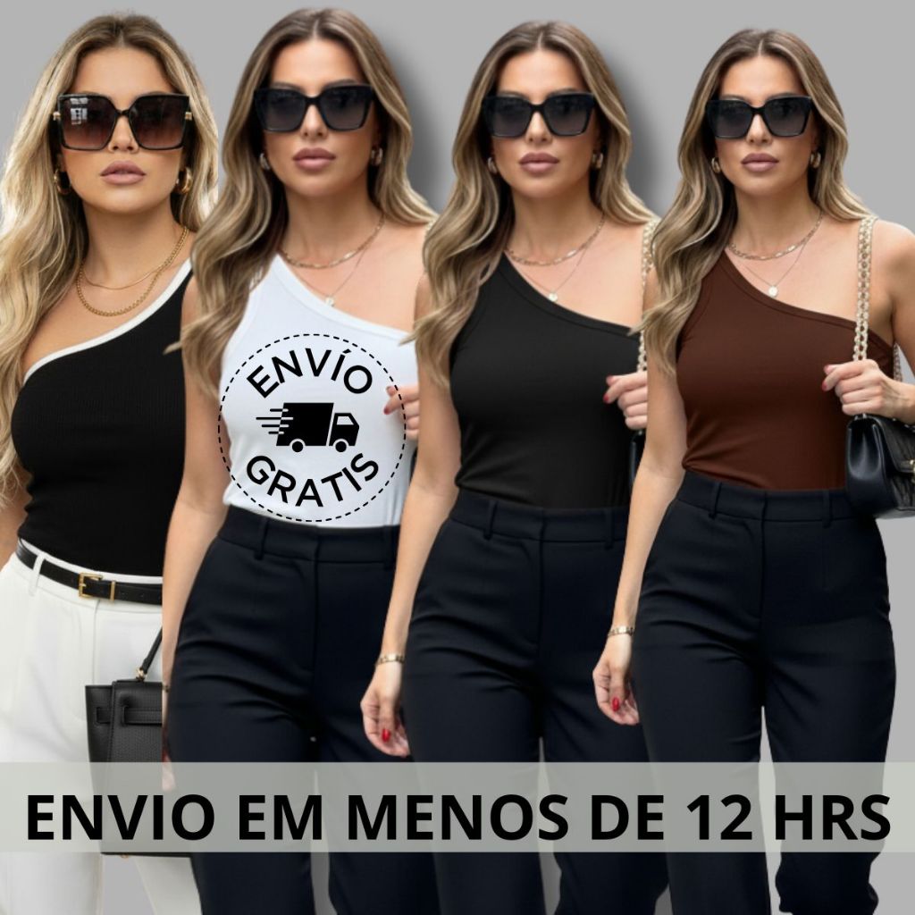 Blusa Feminina estilosa NULA MANGA RIBANA Canelada cropeed blusinha blusas elegante básica chique...