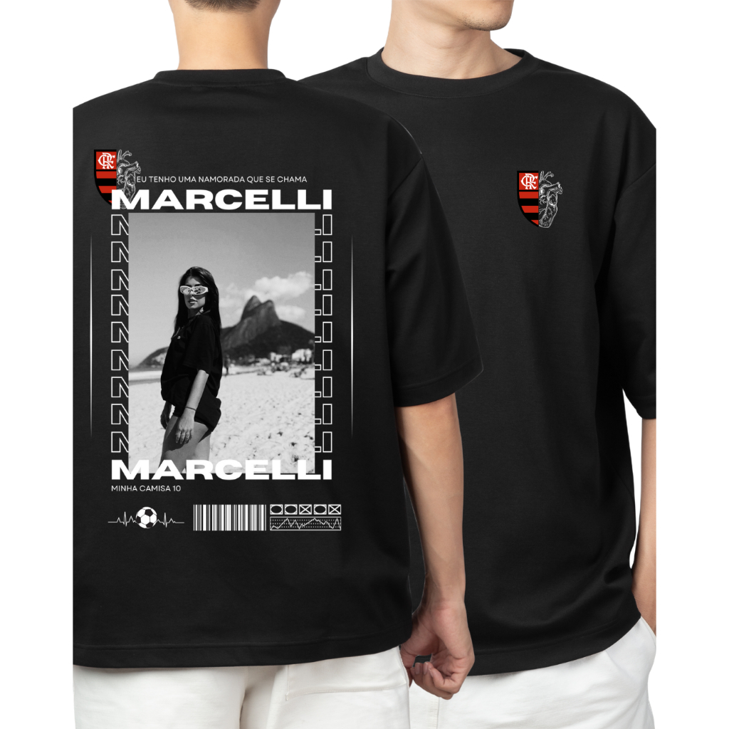 Camiseta Personalizada Time com Logo na Frente e Seu Nome e Suas fotos nas costas Básica do P ao G3 Unissex com Frase