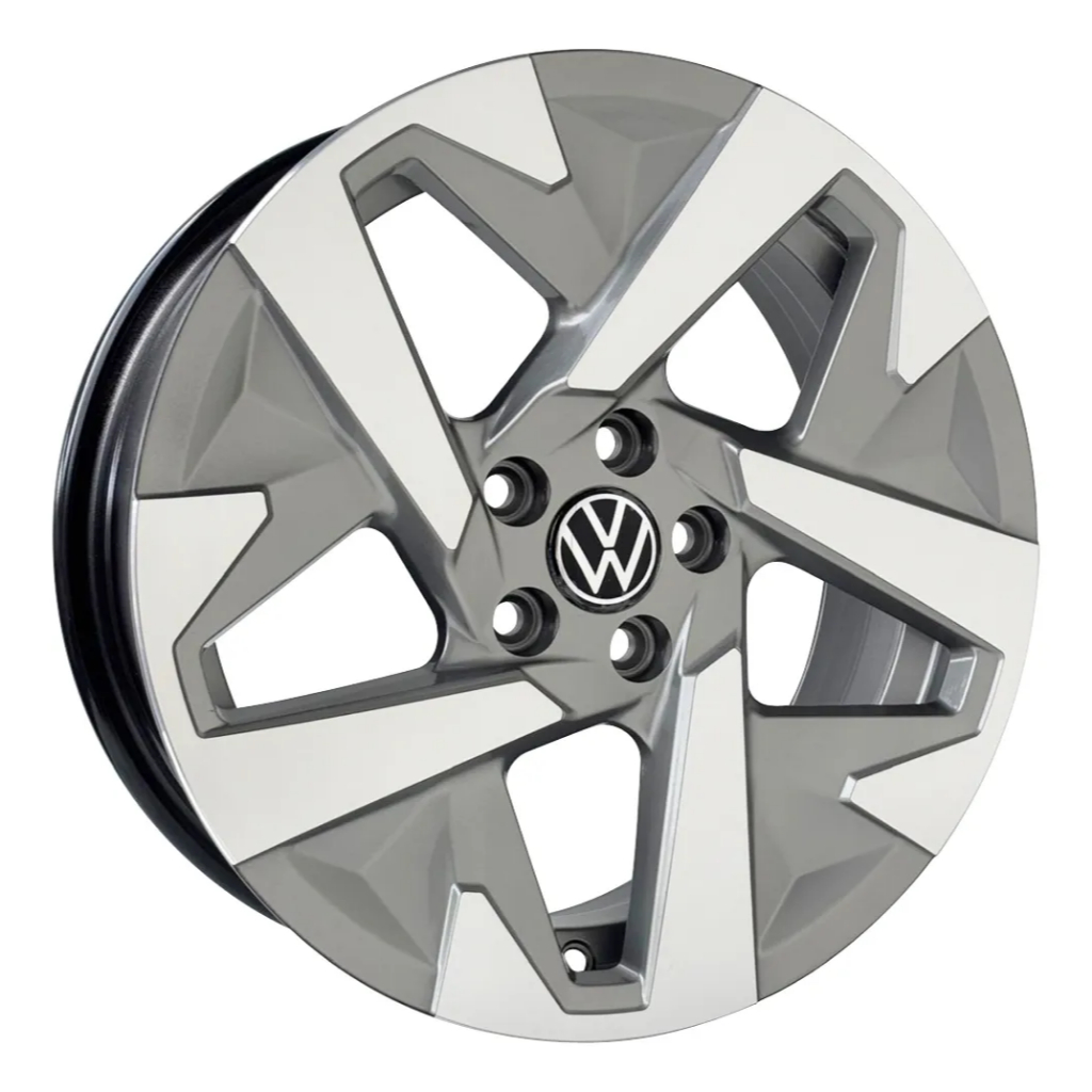 Kit 4 Rodas Aro 15x6,0 5x100 Vw Tera Nivus Virtus Fox Grafite Diamantada Krmai S60