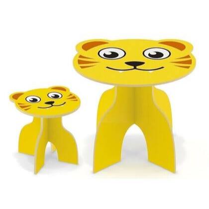 Conjunto Mesa + Banquinho Amarelo Tigrinho Infantil - Tiger Animal Kids - JUNGES