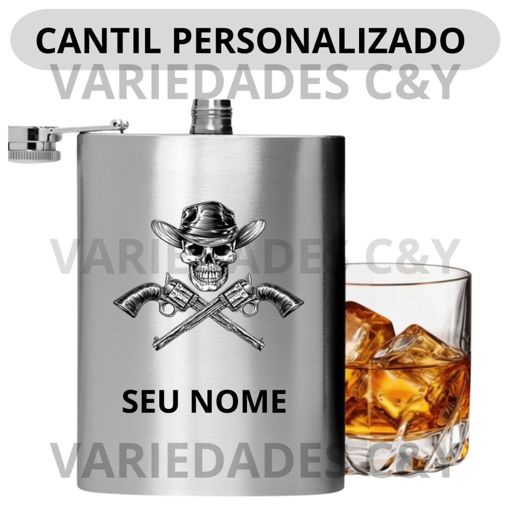 Cantil Personalizado Amigo Secreto Porta Bebida De Bolso Em Inox