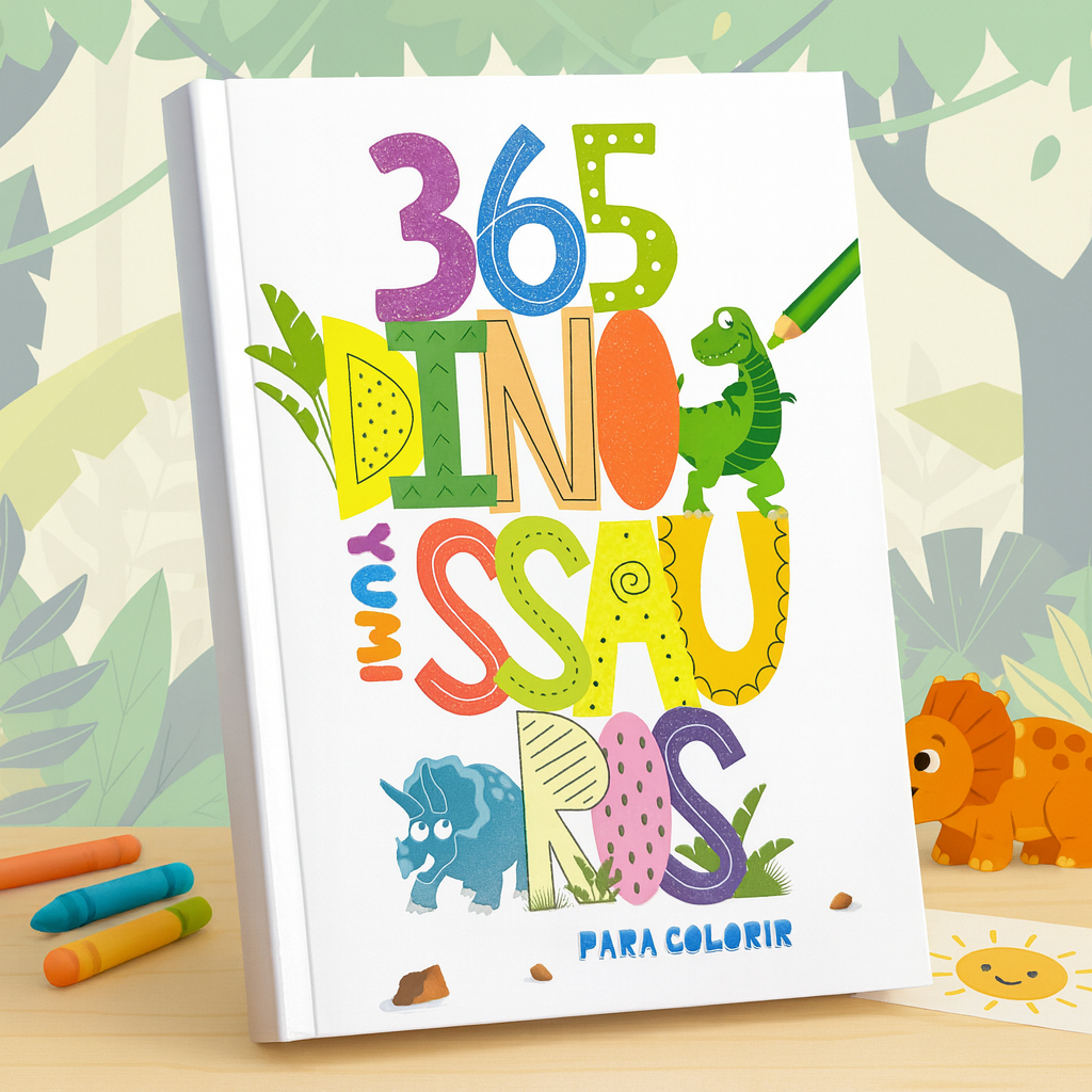 Livro Infantil 365 Dinossauros Para Colorir Livro De Pintura Desenhos Capa C/ Glitter Folhas Brancas Premium em Oferta na Shopee