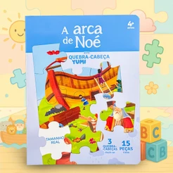 Livro Infantil A Arca De Noé Em Quebra-cabeça | Bíblia Infantil Leia E Divirta-se 4 A 12 Anos 45 Peças