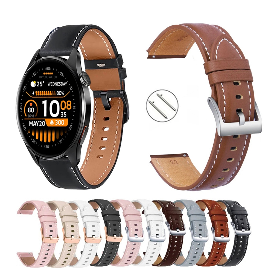 Pulseira 22mm de Couro para Smartwatch Haylou Watch 4s de Engate Rapido
