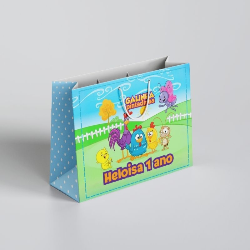 SACOLINHA PERSONALIZADA GALINHA PINTADINHA  PEGUE E MONTE ANIVERSARIO LEMBRANCINHA SACOLINHA SURPRESA