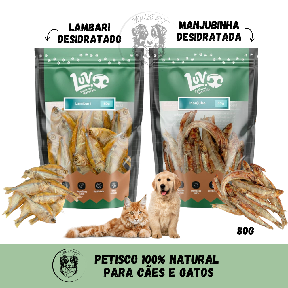 Petisco Natural Manjuba / Manjubinha Lambari para Cães e Gatos - Luv Petiscos - 80g