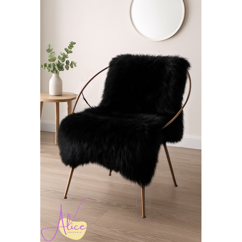 Manta Pelego Pelo Alto Luxo PRETO Sofás,Cadeiras, Fotos 100 X 40 CM PROMOÇÃO em Oferta na Shopee