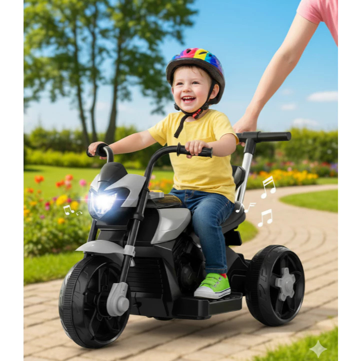 Mini Moto Esportiva Elétrica bivolt motinha com haste e carregador , controle remoto, luzes e buzina marca re e frente