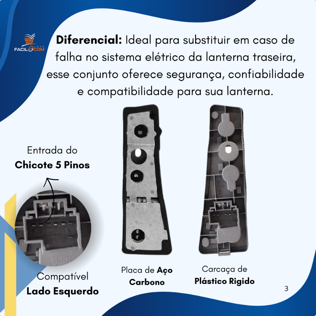 Circuito Tampa Soquete Lanterna Traseira Palio G2 2001/2006 Lado Esquerdo