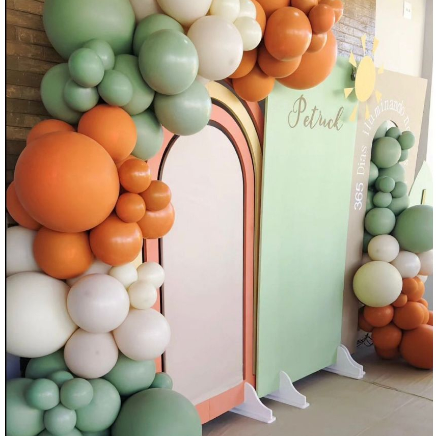Balão de aniversário kit 135 balões - Laranja terra + bege + sálvia para decoração de Festas. em Oferta na Shopee