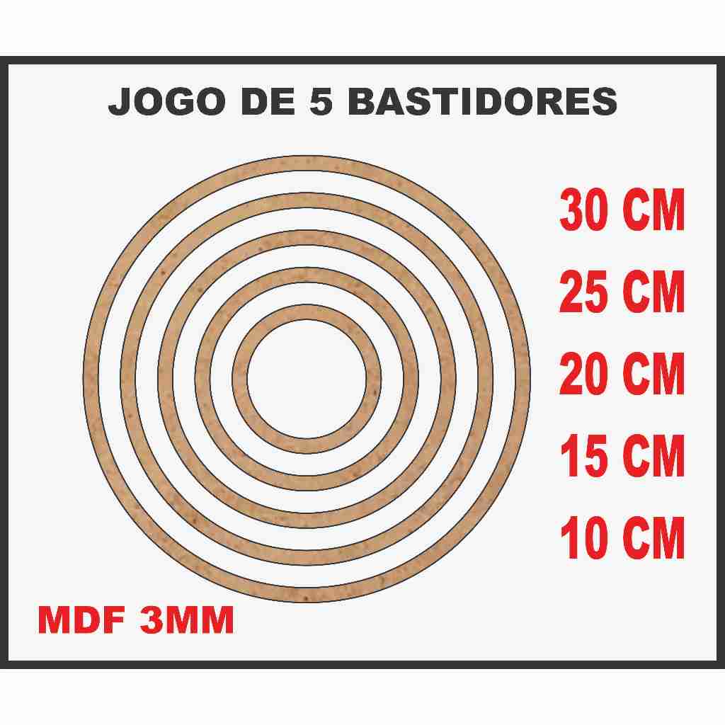 Kit Jogo com 5 Bastidores diferentes  30 25 20 15 10 cm MDF 3mm em Oferta na Shopee