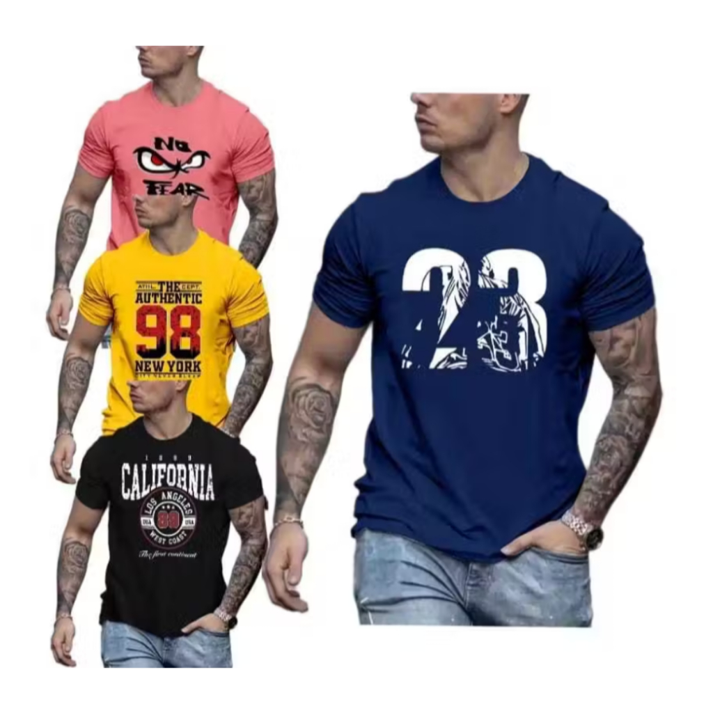 Kit Camiseta Masculina 100% Algodão , Kit Camisetas Estampada Estilo e Conforto Moda Casual