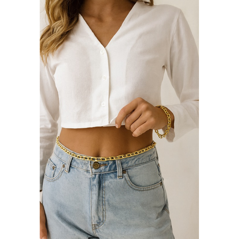 Cinto de cintura correntes Bodychain Unissex banhado a ouro