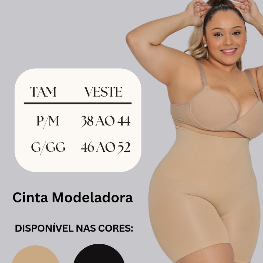 Short Cinta Modeladora Alta Compressão Aperta Barriga 4Barbatanas Não Enrola EMPINA BUMBUM PLUS SIZE em Oferta na Shopee