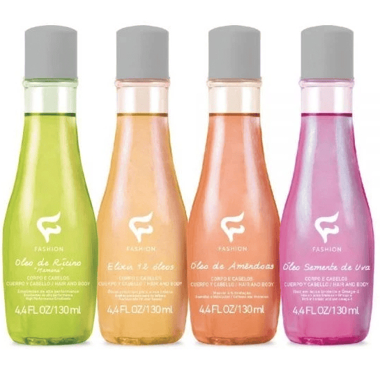 Óleos Corpo E Cabelo 130ml - Rícino / Elixir / Amêndoas / Uva - Fashion Cosméticos
