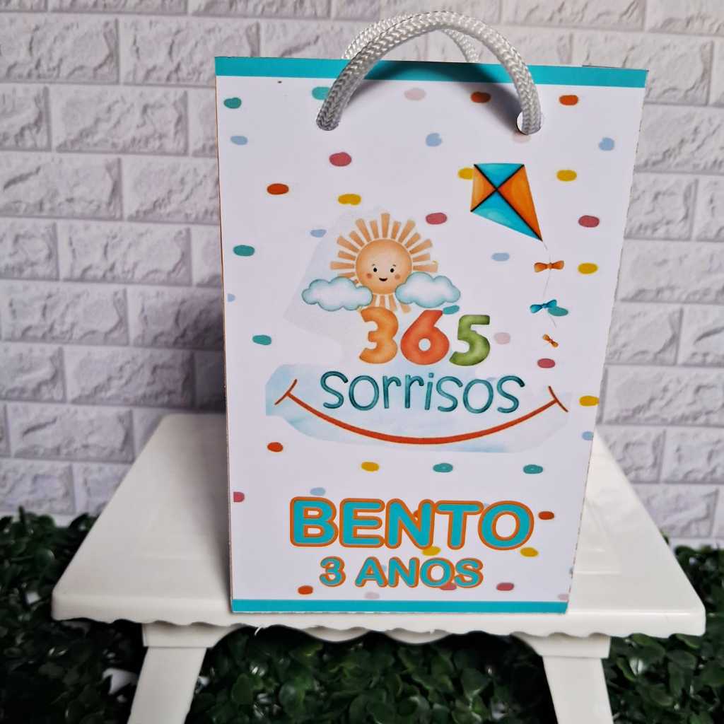Sacolinha Surpresa Personalizada p 365 Sorrisos /festa infantil/aniversario/lembrancinha