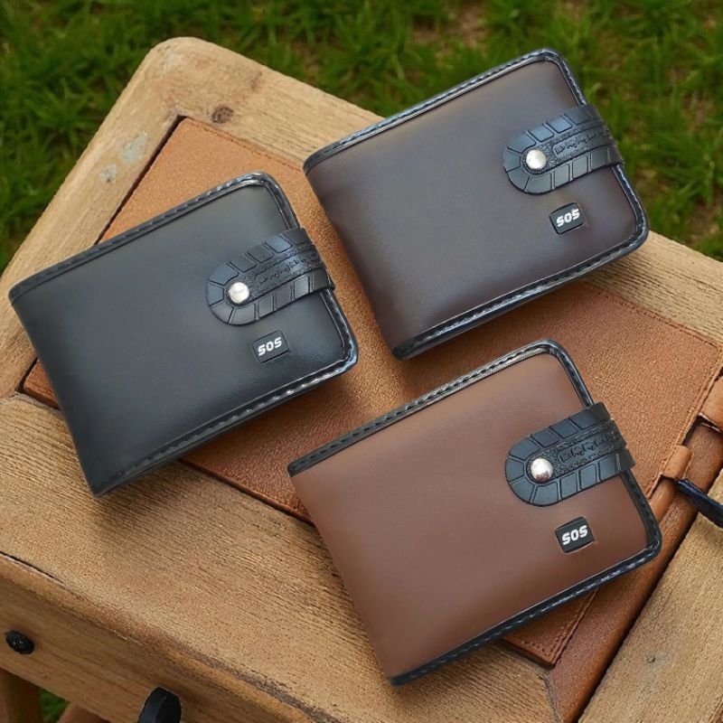 Kit 3 carteiras masculina fecho de botão de ótima Qualidade