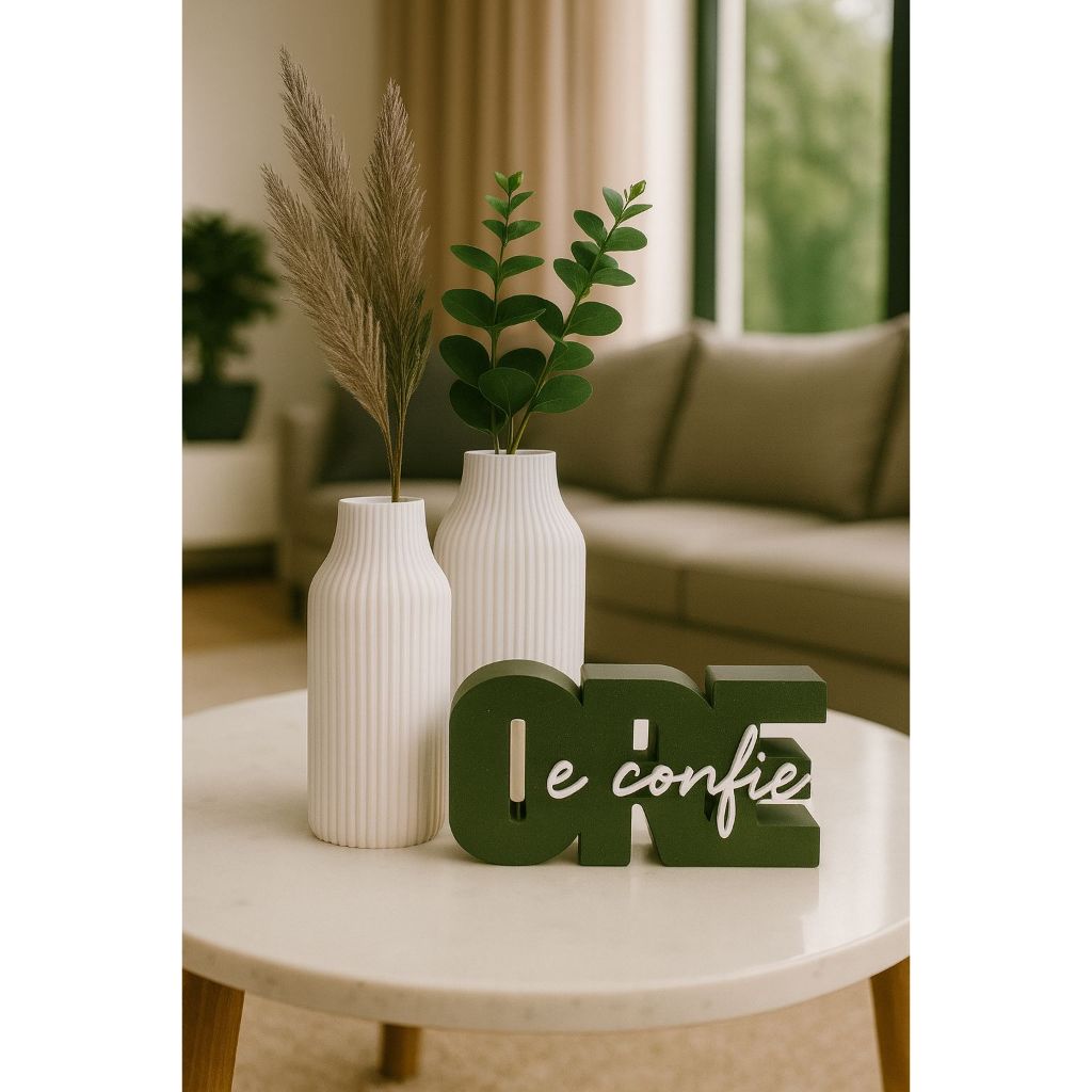 Kit Decorativo "Ore e Confie" com Vasos Minimalistas – Fé, Inspiração e Estilo para Sua Casa | Presente Religioso Mod em Oferta na Shopee