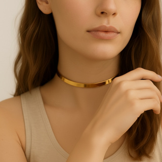 Choker Feminino Liso Ajustável Folheado Dourado ou Prata | Design Minimalista e Elegante em Oferta na Shopee