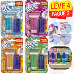 KIT C/04 ou 01 Adesivo Pastilha Gel Sanitário Perfumado Limpeza Profunda