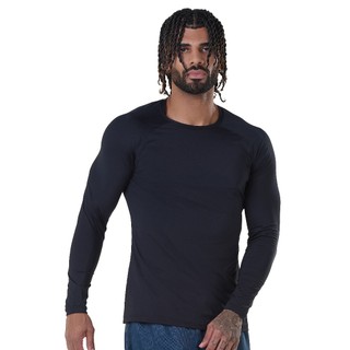 Camiseta Poliamida com Elastano Manga Longa Raglan Slim Fit Masculino Academia