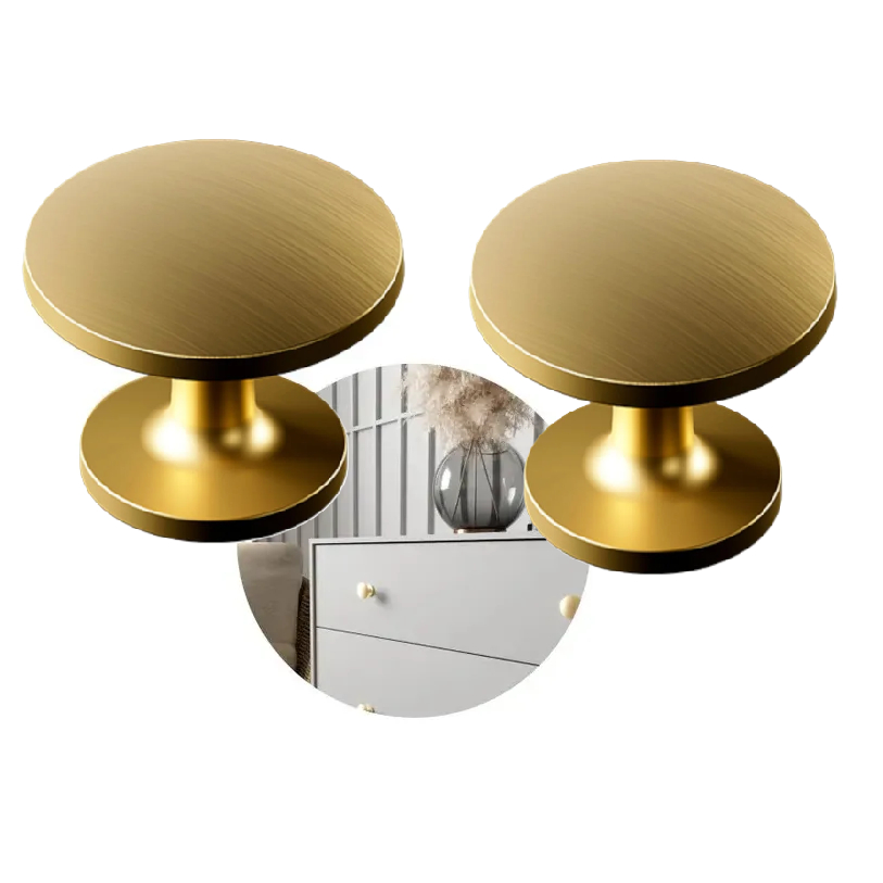 Kit com 2 Puxador ponto Dourado Escovado Colonial - Gaveta Armário Cômoda