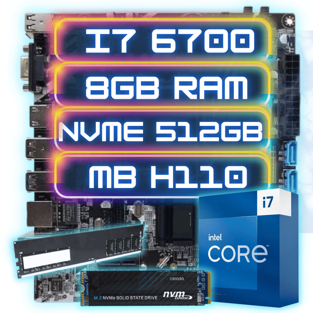 Kit Upgrade Intel I7-6700 + Ddr4 8gb + Nvme 512gb + Mb H110 Preto
