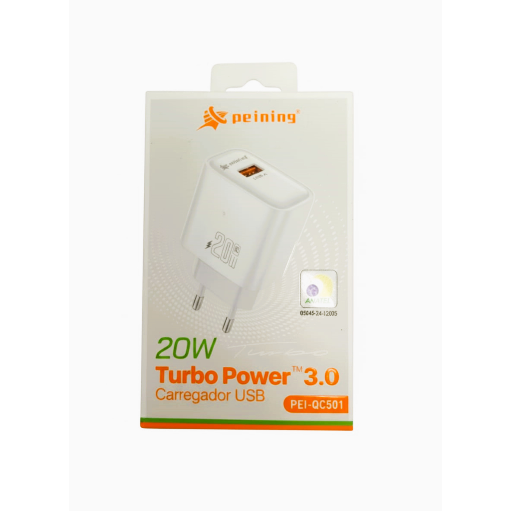 Fonte de Carregador USB 20W Peining Carregamento Rápido Turbo Power PEI-QC501 COD: CAR01