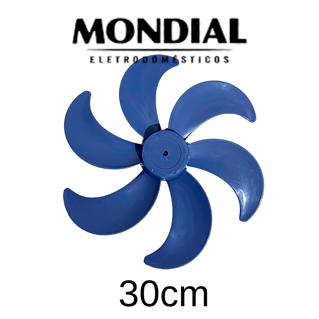 Hélice para Ventilador Mondial 6 Pás 30cm  Encaixe Meia Lua D
