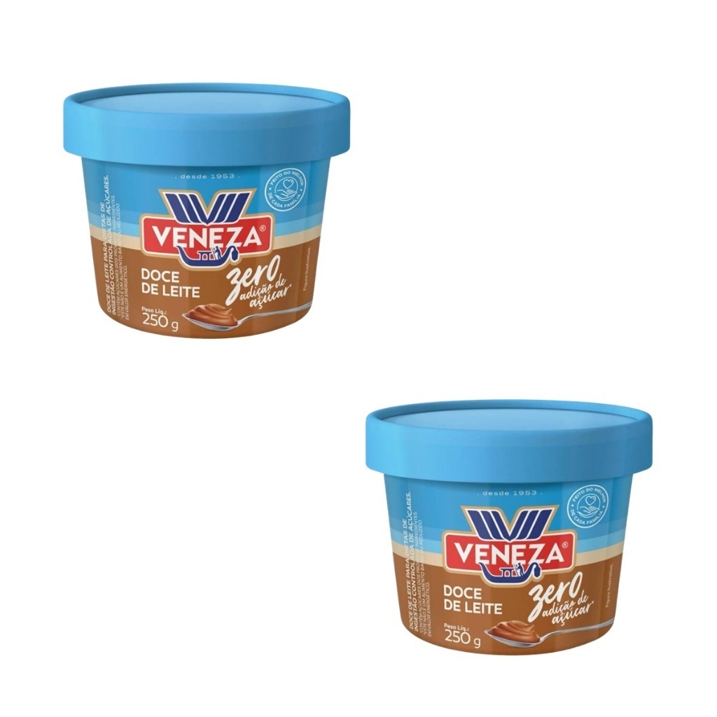 Kit 2 Doce De Leite Dieta Veneza Zero Adição de Açúcar 250gr